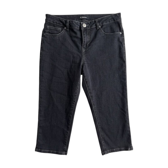d.jeans Denim - Black Stretch Denim Capri Pants Embellished Back Pockets Size 8 Stretchy